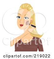 Poster, Art Print Of Pretty Blond Woman Getting Blush Applied