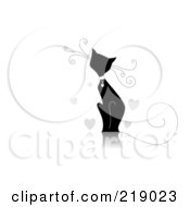 Royalty Free RF Clipart Illustration Of An Ornate Black And White Kitty Design With Hearts