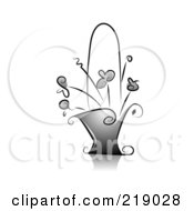 Royalty Free RF Clipart Illustration Of An Ornate Black And White Basket Of Flowers