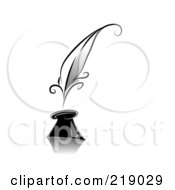 Royalty Free RF Clipart Illustration Of An Ornate Black And White Quill And Ink Design by BNP Design Studio #COLLC219029-0148