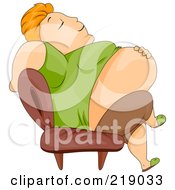 Royalty Free RF Clipart Illustration Of A Chubby Guy Sleeping In A Chair