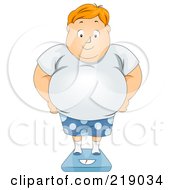 Poster, Art Print Of Chubby Guy Standing On A Scale