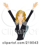 Poster, Art Print Of Dirty Blond Business Woman Celebrating In Her Chair