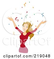 Poster, Art Print Of Dirty Blond Woman Celebrating In Confetti