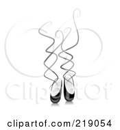 Royalty Free RF Clipart Illustration Of An Ornate Black And White Ballet Slippers Design by BNP Design Studio