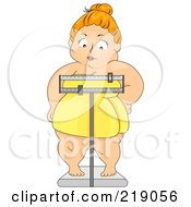 Poster, Art Print Of Chubby Woman Standing On A Scale
