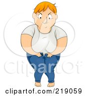 Royalty Free RF Clipart Illustration Of A Chubby Guy Squeezing Into Tight Jeans
