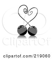 Ornate Black And White Cherry Heart Design