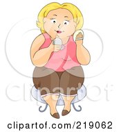 Royalty Free RF Clipart Illustration Of A Chubby Woman Sitting And Applying Makeup by BNP Design Studio