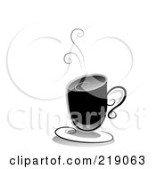 Poster, Art Print Of Ornate Black And White Hot Coffee Design