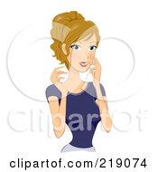 Poster, Art Print Of Dirty Blond Woman Biting Her Nails