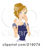 Royalty Free RF Clipart Illustration Of A Dirty Blond Woman Biting Her Nails