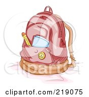 Poster, Art Print Of Notebook And Pencil In A Backpack Pocket