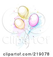 Poster, Art Print Of Sketch Of Three Balloons And Confetti