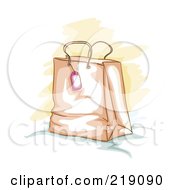 Royalty Free RF Clipart Illustration Of A Sketched Shopping Bag And Tag