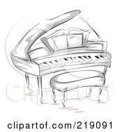 Poster, Art Print Of Sketch Of A Grand Piano And Bench