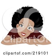 Royalty Free RF Clipart Illustration Of A Beautiful Black Woman Smiling And Resting Her Face On Her Hands