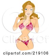 Royalty Free RF Clipart Illustration Of A Dirty Blond Woman In A Pink Bikini by BNP Design Studio