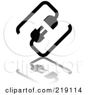 Royalty Free RF Clipart Illustration Of A Grayscale Silhouette Cable Connection App Icon With A Reflection