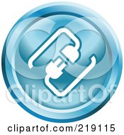 Royalty Free RF Clipart Illustration Of A Round Blue And White Cable Connection App Icon
