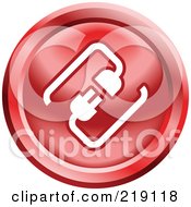 Poster, Art Print Of Round Red And White Cable Connection App Icon