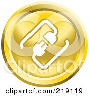 Royalty Free RF Clipart Illustration Of A Round Yellow And White Cable Connection App Icon
