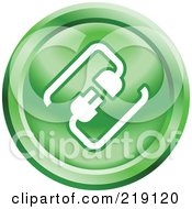 Poster, Art Print Of Round Green And White Cable Connection App Icon