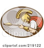 Royalty Free RF Clipart Illustration Of A Retro Gladiator And Spear Logo