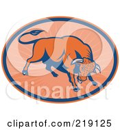 Blue And Orange Angry Bull Logo