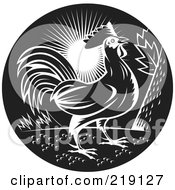 Poster, Art Print Of Black And White Rooster Logo