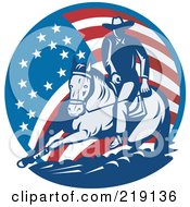 Poster, Art Print Of Retro American Cowboy And Horse Logo