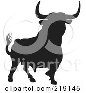 Royalty Free RF Clipart Illustration Of A Black Alert Bull Silhouette by dero