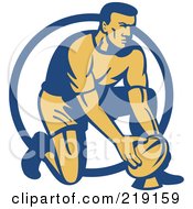 Poster, Art Print Of Retro Rugby Football Player Logo - 2