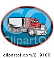 Poster, Art Print Of Retro Red And Blue Big Rig Logo