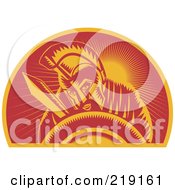 Royalty Free RF Clipart Illustration Of A Retro Red And Orange Roman Soldier Logo