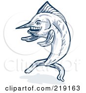 Royalty Free RF Clipart Illustration Of A Blue Cartoon Marlin