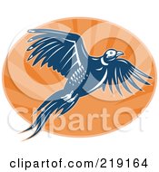 Poster, Art Print Of Blue And Orange Flying Pheasant Logo