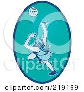 Royalty Free RF Clipart Illustration Of A Retro Female Volleyball Player Logo by patrimonio