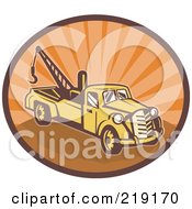 Poster, Art Print Of Retro Yellow And Orange Tow Truck Logo