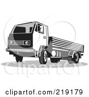 Poster, Art Print Of Retro Black And White Big Rig Truck