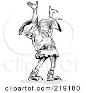Poster, Art Print Of Sketched Dwarf Holding His Arms Up