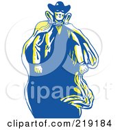 Poster, Art Print Of Sketched Masked Cowboy With A Cape
