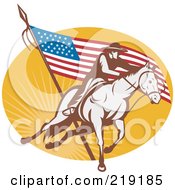 Poster, Art Print Of Retro Rodeo Cowboy And American Flag Logo