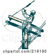 Poster, Art Print Of Sketched Lineman Working On A Pole