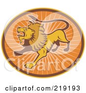 Royalty Free RF Clipart Illustration Of A Brown And Orange Lion Logo