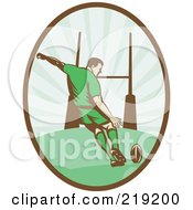 Poster, Art Print Of Retro Rugby Football Player Logo - 1