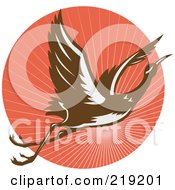 Poster, Art Print Of Flying Heron Logo On A Red Circle