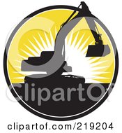 Royalty Free RF Clipart Illustration Of A Black And Yellow Excavator Logo by patrimonio #COLLC219204-0113