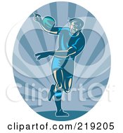 Poster, Art Print Of Retro Rugby Football Player Logo - 3