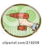 Royalty Free RF Clipart Illustration Of A Retro Cordless Drill Tool Logo
